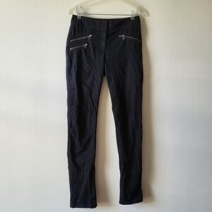 Veronica Beard Black Three Zipper Pants  Striaght Leg Mid Rise US 4